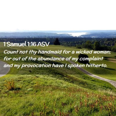 Picture 02 - 1 Samuel 1:16 ASV - Count not thy handmaid for a wicked woman; for - Bible Verse Picture