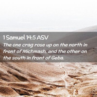 Picture 02 - 1 Samuel 14:5 ASV - The one crag rose up on the north in front of - Bible Verse Picture