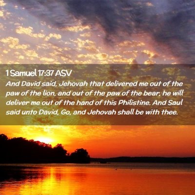Picture 02 - 1 Samuel 17:37 ASV - And David said, Jehovah that delivered me out of - Bible Verse Picture