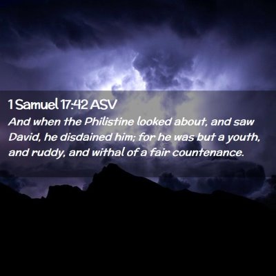Picture 02 - 1 Samuel 17:42 ASV - And when the Philistine looked about, and saw - Bible Verse Picture