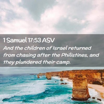Picture 02 - 1 Samuel 17:53 ASV - And the children of Israel returned from chasing - Bible Verse Picture