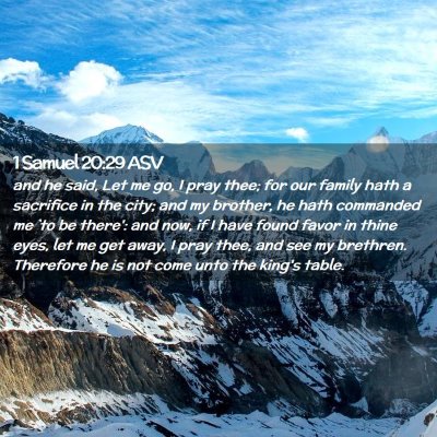 Picture 02 - 1 Samuel 20:29 ASV - and he said, Let me go, I pray thee; for our - Bible Verse Picture