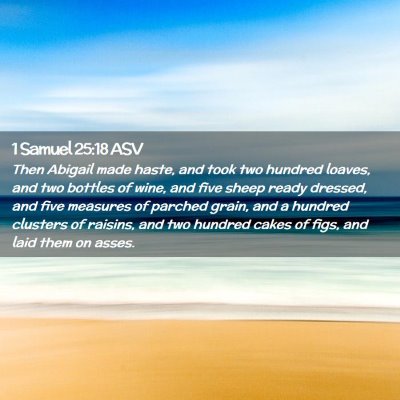 Picture 02 - 1 Samuel 25:18 ASV - Then Abigail made haste, and took two hundred - Bible Verse Picture