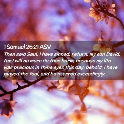 Picture 02 - 1 Samuel 26:21 ASV - Then said Saul, I have sinned: return, my son - Bible Verse Picture