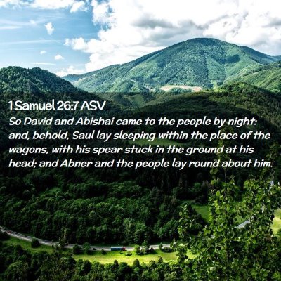 Picture 02 - 1 Samuel 26:7 ASV - So David and Abishai came to the people by night: - Bible Verse Picture