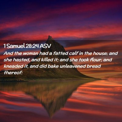 Picture 02 - 1 Samuel 28:24 ASV - And the woman had a fatted calf in the house; and - Bible Verse Picture