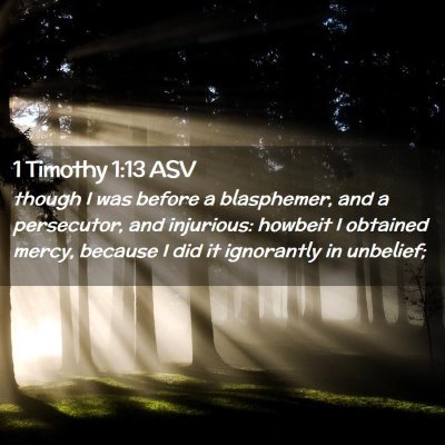 Picture 02 - 1 Timothy 1:13 ASV - though I was before a blasphemer, and a - Bible Verse Picture