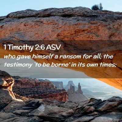 Picture 02 - 1 Timothy 2:6 ASV - who gave himself a ransom for all; the testimony - Bible Verse Picture