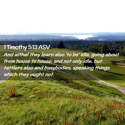 Picture 02 - 1 Timothy 5:13 ASV - And withal they learn also `to be' idle, going - Bible Verse Picture