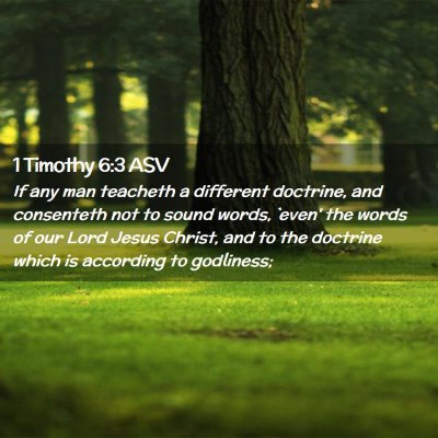 Picture 02 - 1 Timothy 6:3 ASV - If any man teacheth a different doctrine, and - Bible Verse Picture
