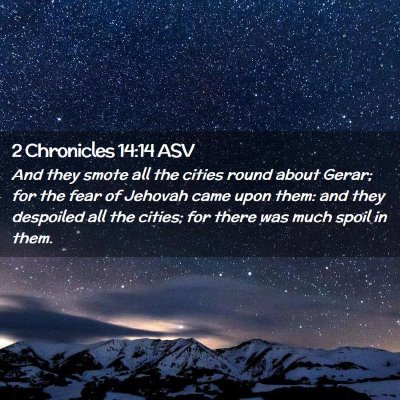 Picture 02 - 2 Chronicles 14:14 ASV - And they smote all the cities round about Gerar; - Bible Verse Picture