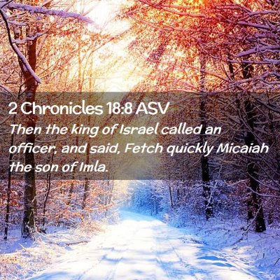 Picture 02 - 2 Chronicles 18:8 ASV - Then the king of Israel called an officer, and - Bible Verse Picture