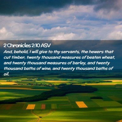 Picture 02 - 2 Chronicles 2:10 ASV - And, behold, I will give to thy servants, the - Bible Verse Picture