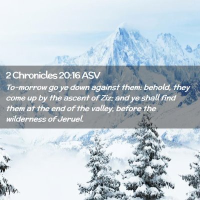 Picture 02 - 2 Chronicles 20:16 ASV - To-morrow go ye down against them: behold, they - Bible Verse Picture