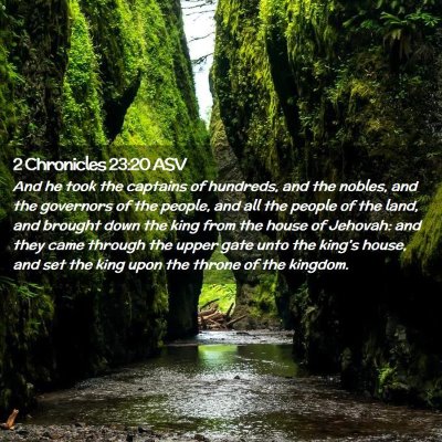 Picture 02 - 2 Chronicles 23:20 ASV - And he took the captains of hundreds, and the - Bible Verse Picture