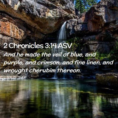 Picture 02 - 2 Chronicles 3:14 ASV - And he made the veil of blue, and purple, and - Bible Verse Picture
