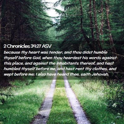 Picture 02 - 2 Chronicles 34:27 ASV - because thy heart was tender, and thou didst - Bible Verse Picture
