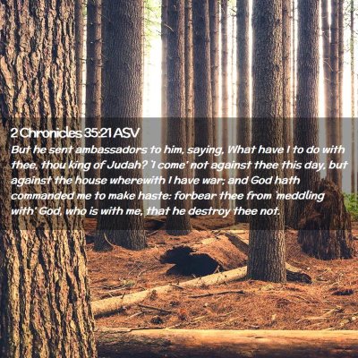 Picture 02 - 2 Chronicles 35:21 ASV - But he sent ambassadors to him, saying, What have - Bible Verse Picture