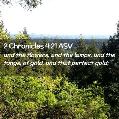 Picture 02 - 2 Chronicles 4:21 ASV - and the flowers, and the lamps, and the tongs, of - Bible Verse Picture