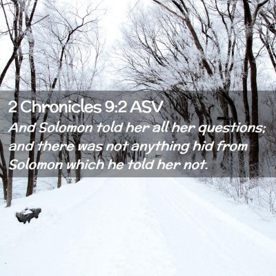 Picture 02 - 2 Chronicles 9:2 ASV - And Solomon told her all her questions; and there - Bible Verse Picture