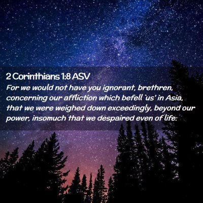 Picture 02 - 2 Corinthians 1:8 ASV - For we would not have you ignorant, brethren, - Bible Verse Picture