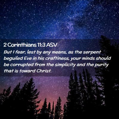 Picture 02 - 2 Corinthians 11:3 ASV - But I fear, lest by any means, as the serpent - Bible Verse Picture