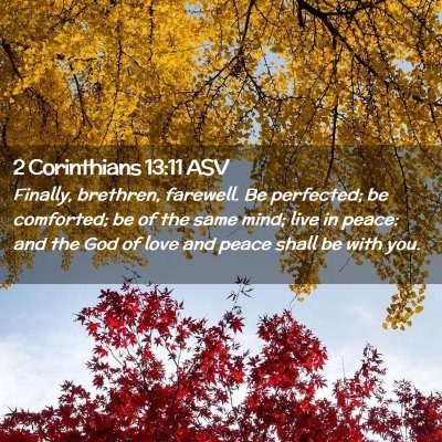 Picture 02 - 2 Corinthians 13:11 ASV - Finally, brethren, farewell. Be perfected; be - Bible Verse Picture