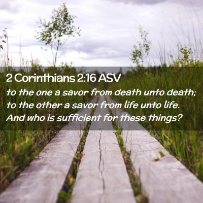 Picture 02 - 2 Corinthians 2:16 ASV - to the one a savor from death unto death; to the - Bible Verse Picture