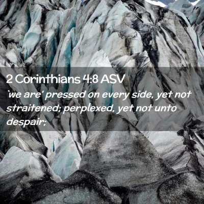 Picture 02 - 2 Corinthians 4:8 ASV - `we are' pressed on every side, yet not - Bible Verse Picture