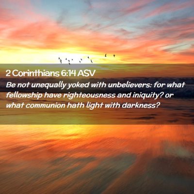 Picture 02 - 2 Corinthians 6:14 ASV - Be not unequally yoked with unbelievers: for what - Bible Verse Picture