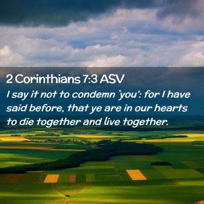 Picture 02 - 2 Corinthians 7:3 ASV - I say it not to condemn `you': for I have said - Bible Verse Picture