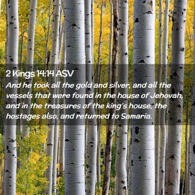 Picture 02 - 2 Kings 14:14 ASV - And he took all the gold and silver, and all the - Bible Verse Picture