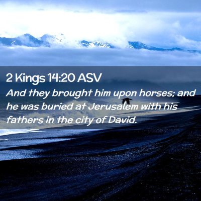 Picture 02 - 2 Kings 14:20 ASV - And they brought him upon horses; and he was - Bible Verse Picture