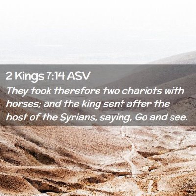 Picture 02 - 2 Kings 7:14 ASV - They took therefore two chariots with horses; and - Bible Verse Picture