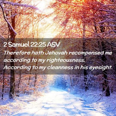 Picture 02 - 2 Samuel 22:25 ASV - Therefore hath Jehovah recompensed me according - Bible Verse Picture
