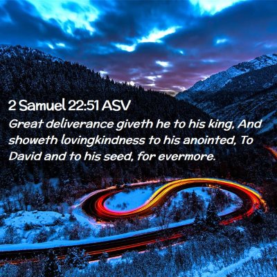 Picture 02 - 2 Samuel 22:51 ASV - Great deliverance giveth he to his king, And - Bible Verse Picture