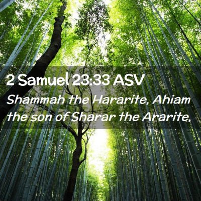 Picture 02 - 2 Samuel 23:33 ASV - Shammah the Hararite, Ahiam the son of Sharar the - Bible Verse Picture