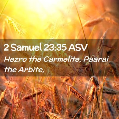 Picture 02 - 2 Samuel 23:35 ASV - Hezro the Carmelite, Paarai the - Bible Verse Picture