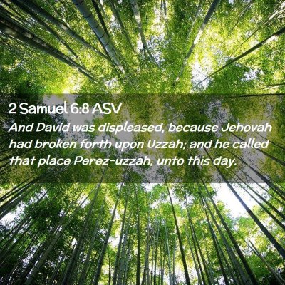 Picture 02 - 2 Samuel 6:8 ASV - And David was displeased, because Jehovah had - Bible Verse Picture