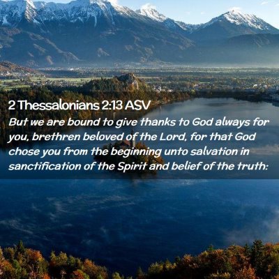 Picture 02 - 2 Thessalonians 2:13 ASV - But we are bound to give thanks to God always for - Bible Verse Picture