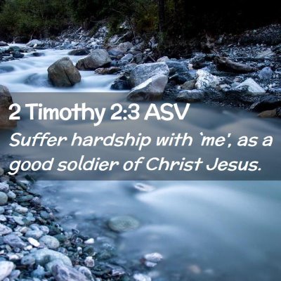 Picture 02 - 2 Timothy 2:3 ASV - Suffer hardship with `me', as a good soldier of - Bible Verse Picture
