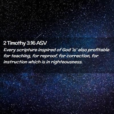 Picture 02 - 2 Timothy 3:16 ASV - Every scripture inspired of God `is' also - Bible Verse Picture