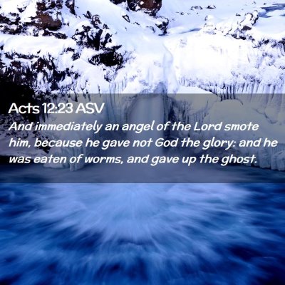 Picture 02 - Acts 12:23 ASV - And immediately an angel of the Lord smote him, - Bible Verse Picture