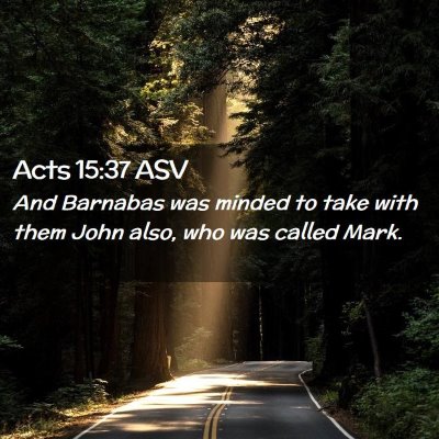 Picture 02 - Acts 15:37 ASV - And Barnabas was minded to take with them John - Bible Verse Picture