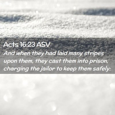 Picture 02 - Acts 16:23 ASV - And when they had laid many stripes upon them, - Bible Verse Picture