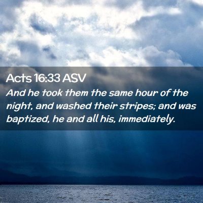Picture 02 - Acts 16:33 ASV - And he took them the same hour of the night, and - Bible Verse Picture