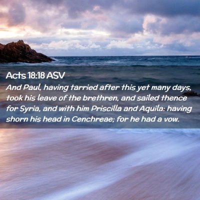Picture 02 - Acts 18:18 ASV - And Paul, having tarried after this yet many - Bible Verse Picture