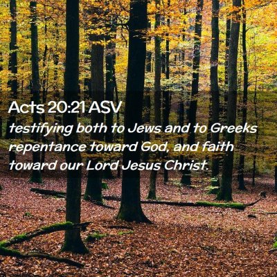 Picture 02 - Acts 20:21 ASV - testifying both to Jews and to Greeks repentance - Bible Verse Picture