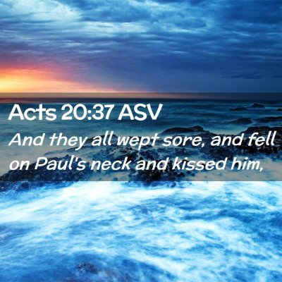Picture 02 - Acts 20:37 ASV - And they all wept sore, and fell on Paul's neck - Bible Verse Picture