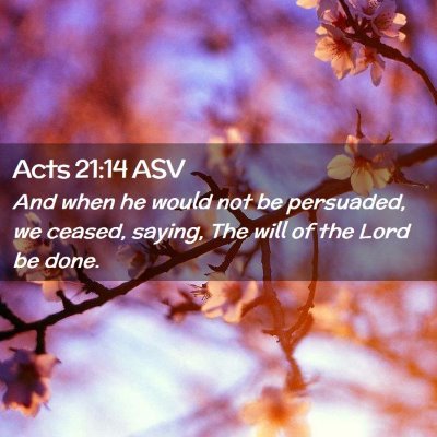 Picture 02 - Acts 21:14 ASV - And when he would not be persuaded, we ceased, - Bible Verse Picture